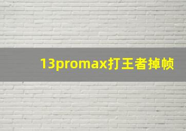 13promax打王者掉帧