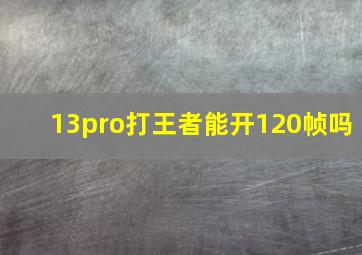 13pro打王者能开120帧吗