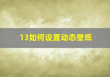 13如何设置动态壁纸