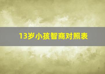 13岁小孩智商对照表