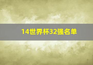 14世界杯32强名单