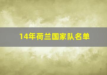 14年荷兰国家队名单