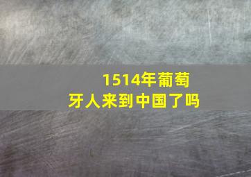 1514年葡萄牙人来到中国了吗