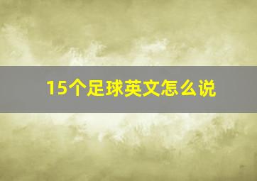 15个足球英文怎么说