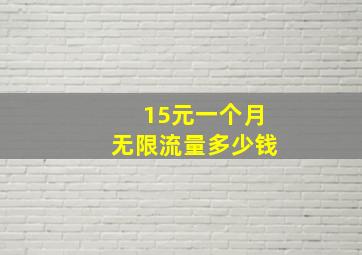 15元一个月无限流量多少钱