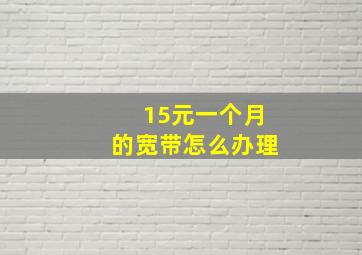 15元一个月的宽带怎么办理