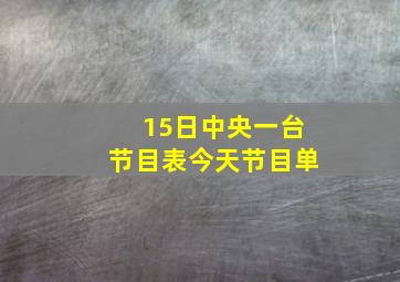 15日中央一台节目表今天节目单