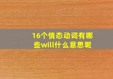 16个情态动词有哪些will什么意思呢