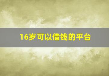 16岁可以借钱的平台