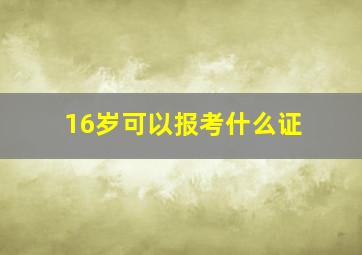 16岁可以报考什么证