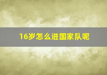 16岁怎么进国家队呢