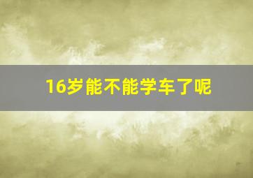 16岁能不能学车了呢