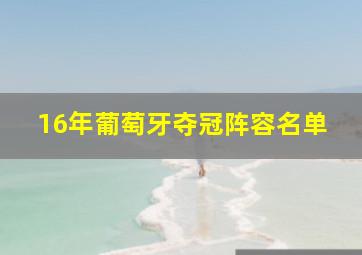 16年葡萄牙夺冠阵容名单