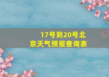 17号到20号北京天气预报查询表