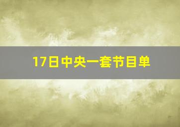 17日中央一套节目单