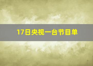 17日央视一台节目单