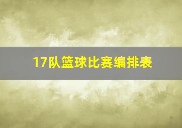 17队篮球比赛编排表