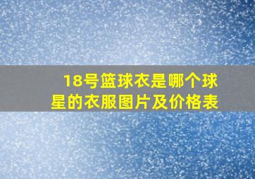 18号篮球衣是哪个球星的衣服图片及价格表