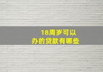 18周岁可以办的贷款有哪些