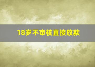 18岁不审核直接放款