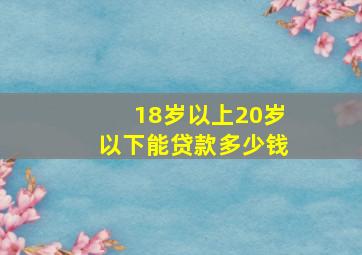 18岁以上20岁以下能贷款多少钱