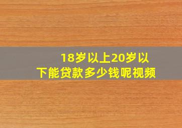 18岁以上20岁以下能贷款多少钱呢视频