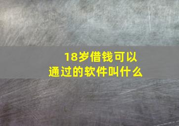 18岁借钱可以通过的软件叫什么