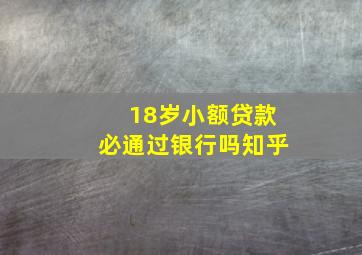 18岁小额贷款必通过银行吗知乎