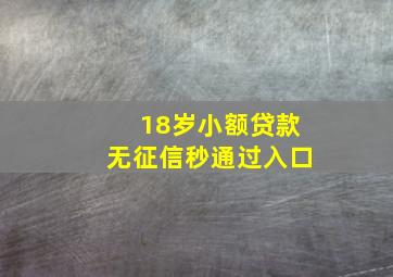 18岁小额贷款无征信秒通过入口