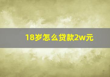 18岁怎么贷款2w元