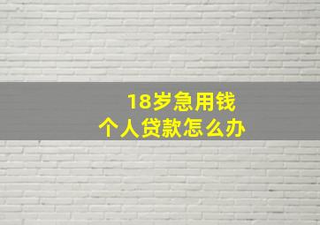 18岁急用钱个人贷款怎么办