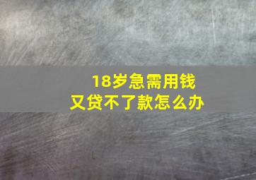 18岁急需用钱又贷不了款怎么办