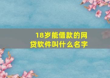 18岁能借款的网贷软件叫什么名字