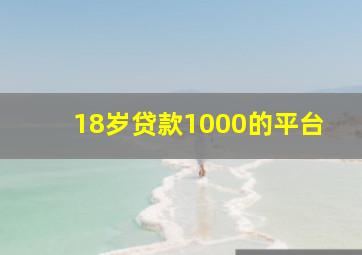 18岁贷款1000的平台