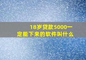 18岁贷款5000一定能下来的软件叫什么