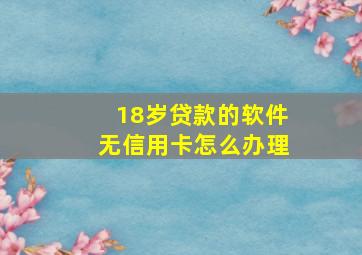 18岁贷款的软件无信用卡怎么办理