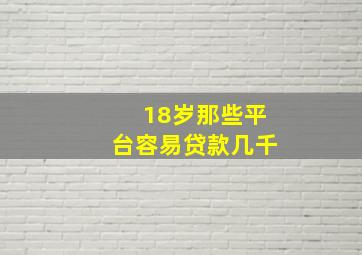 18岁那些平台容易贷款几千