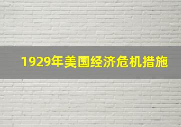 1929年美国经济危机措施