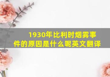 1930年比利时烟雾事件的原因是什么呢英文翻译