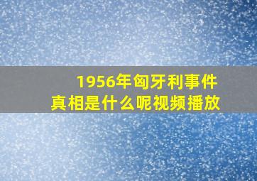 1956年匈牙利事件真相是什么呢视频播放