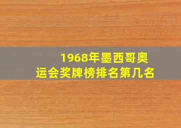 1968年墨西哥奥运会奖牌榜排名第几名