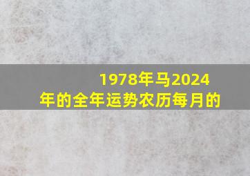 1978年马2024年的全年运势农历每月的