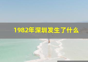 1982年深圳发生了什么