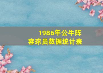 1986年公牛阵容球员数据统计表