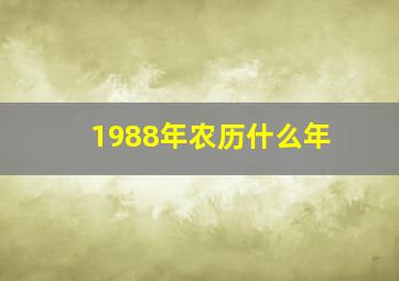 1988年农历什么年