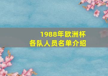 1988年欧洲杯各队人员名单介绍