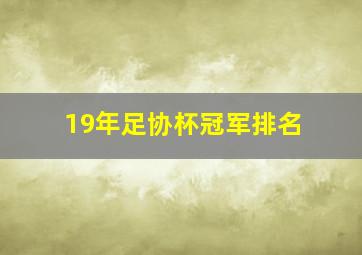 19年足协杯冠军排名