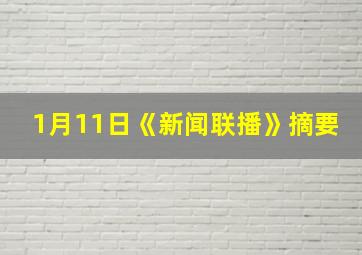 1月11日《新闻联播》摘要