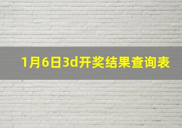 1月6日3d开奖结果查询表