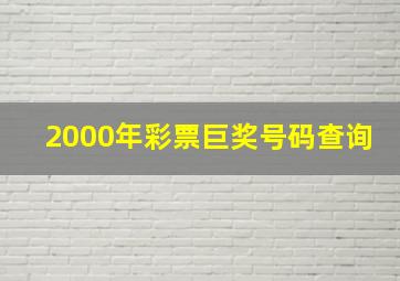 2000年彩票巨奖号码查询